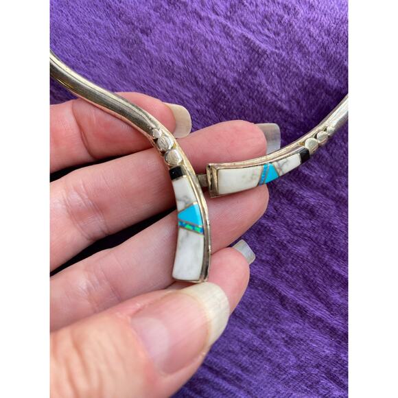 vintage Navajo necklace earring and bracelet sterling native opal turquoise - Picture 7 of 9